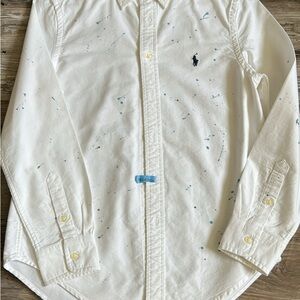 Boys NWOT White Shirt with Blue Accents MEDIUM